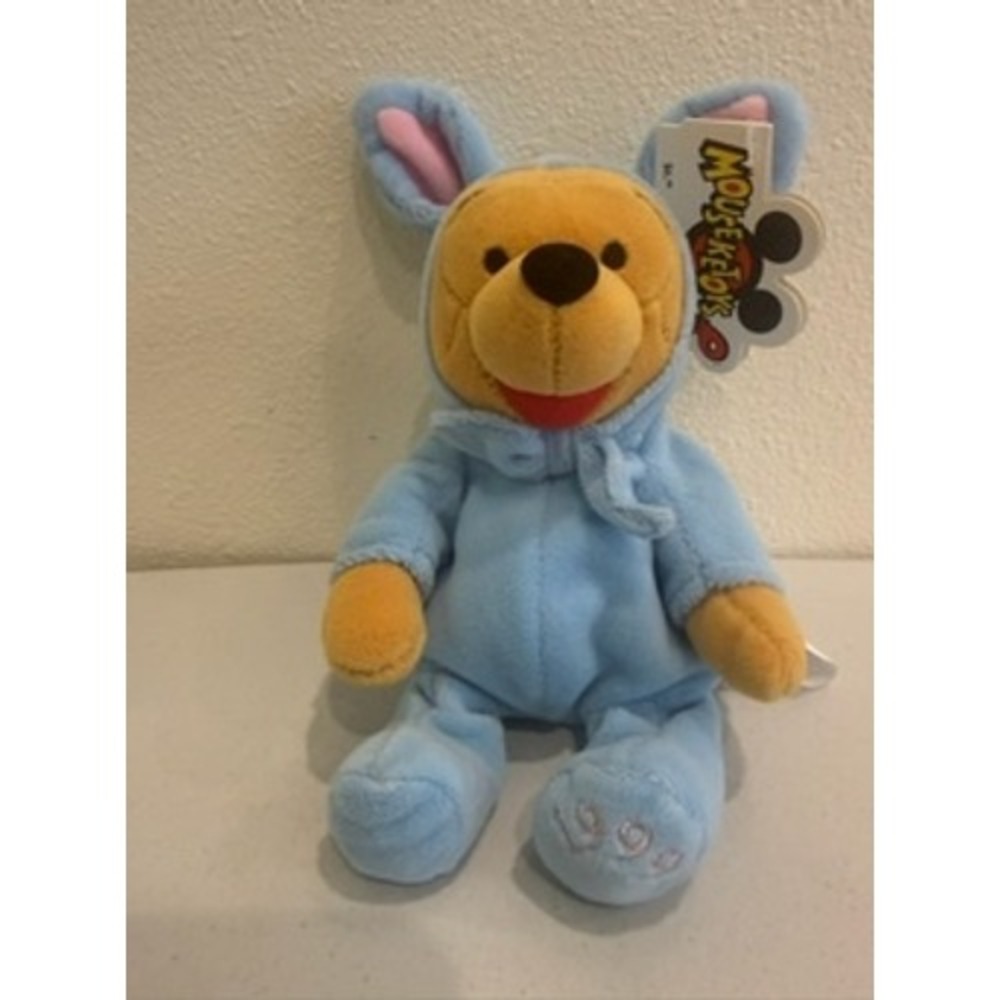 Disney Winnie the Pooh Easter Bunny 1999 Mini Bean‎ Bag Plush Mouseketoys 8" NWT